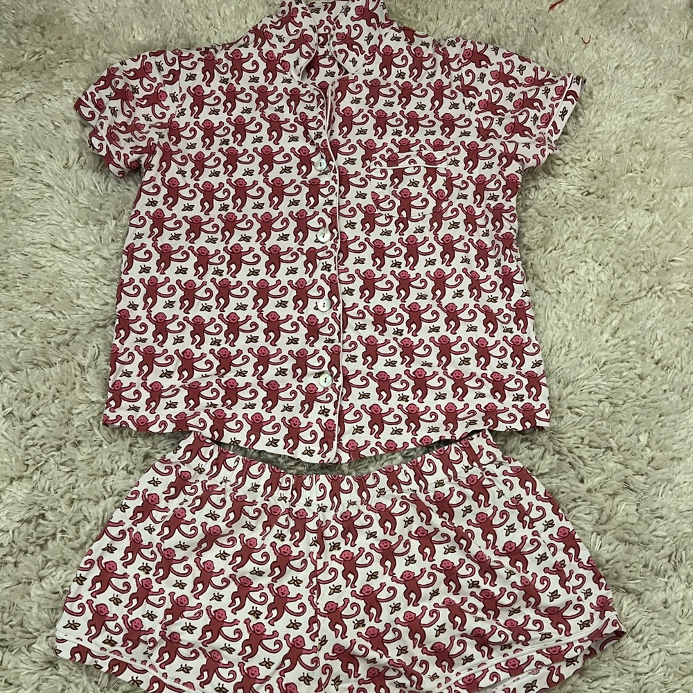 Pink Roller Rabbit Monkey Polo Pajama Set Adult